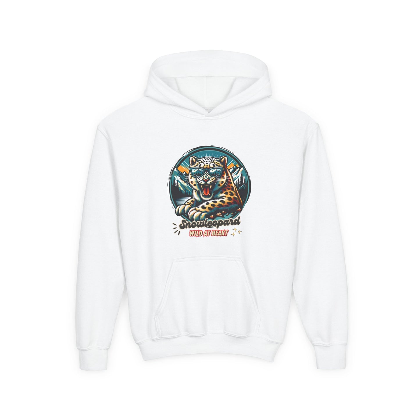 Wild at Heart Snowleopard Youth Hoodie - Wildlife Art for Kids