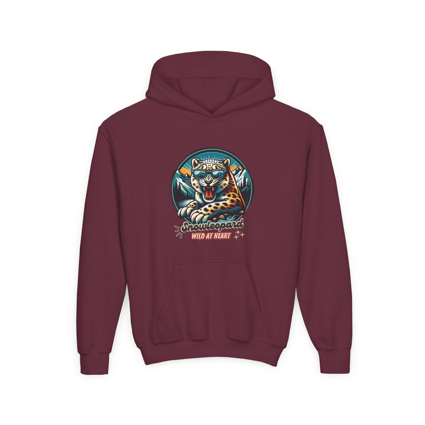 Wild at Heart Snowleopard Youth Hoodie - Wildlife Art for Kids