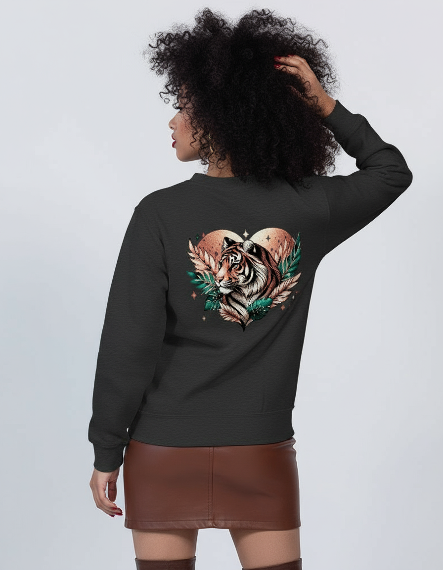 Tiger Pixel Heart Unisex Premium Crewneck Sweatshirt❤️🐅