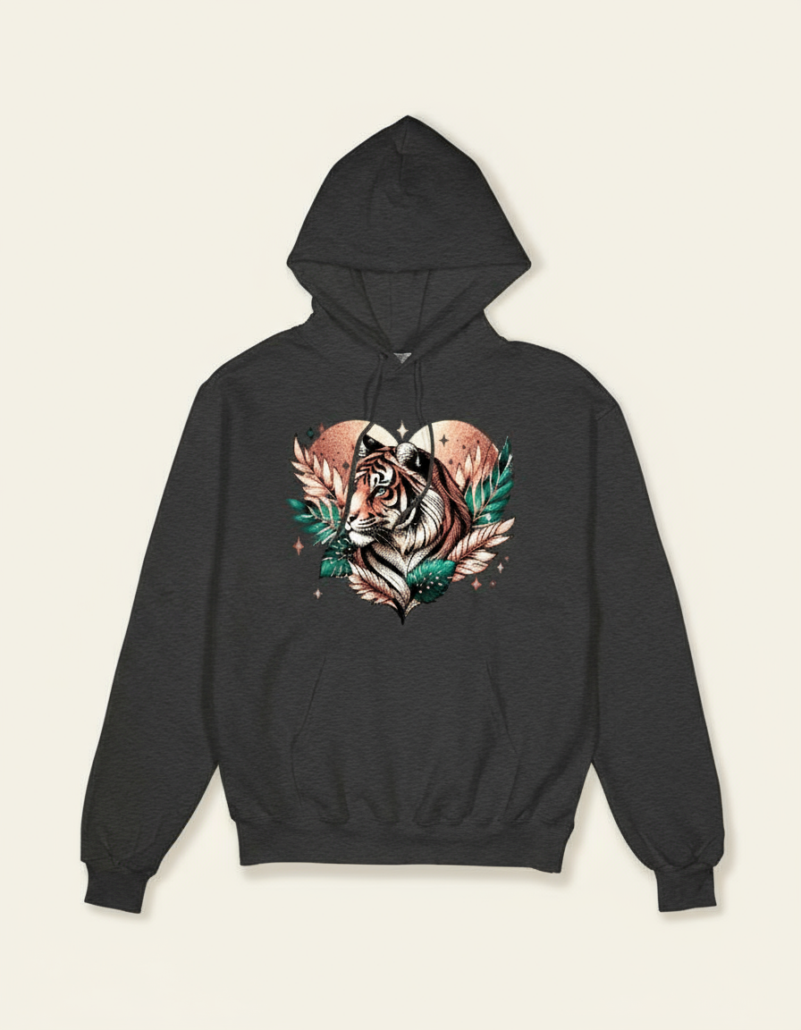 Tiger Pixel Heart Unisex Hoodie | Champion