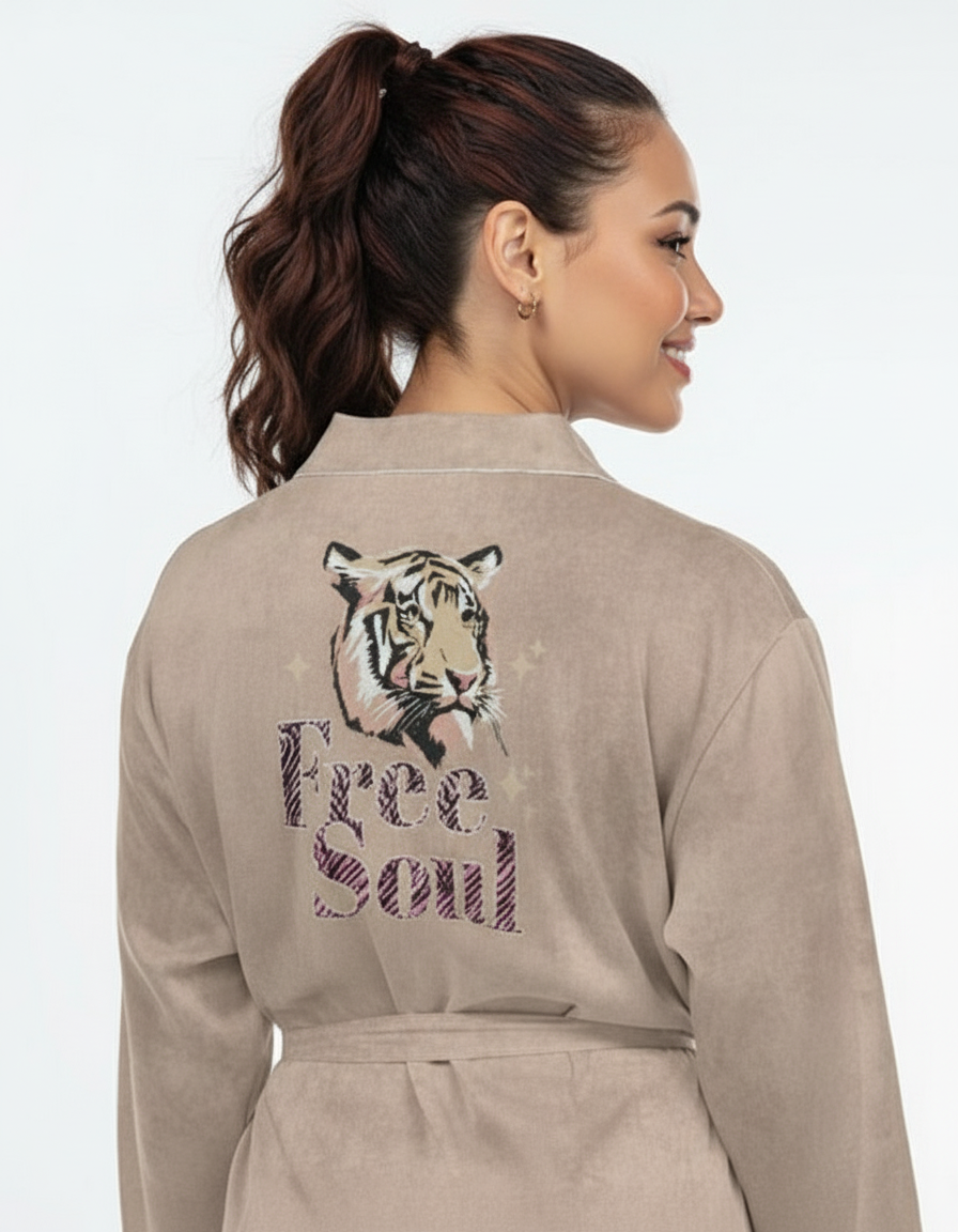Free Soul Tiger Satin Robe
