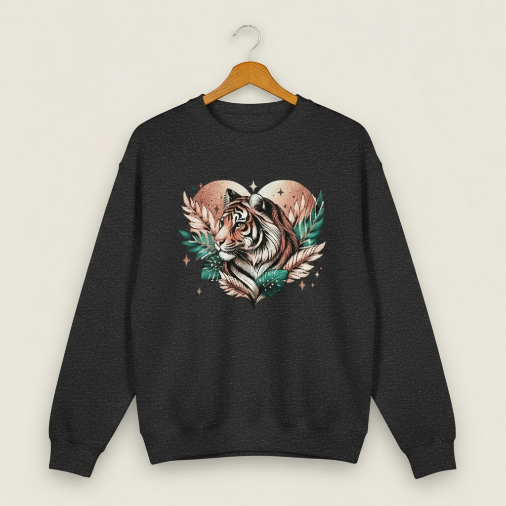 Tiger Pixel Heart Unisex Premium Crewneck Sweatshirt❤️🐅