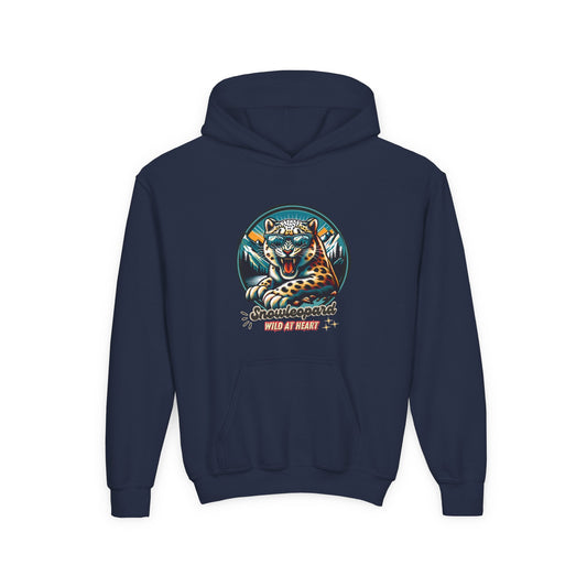 Wild at Heart Snowleopard Youth Hoodie - Wildlife Art for Kids