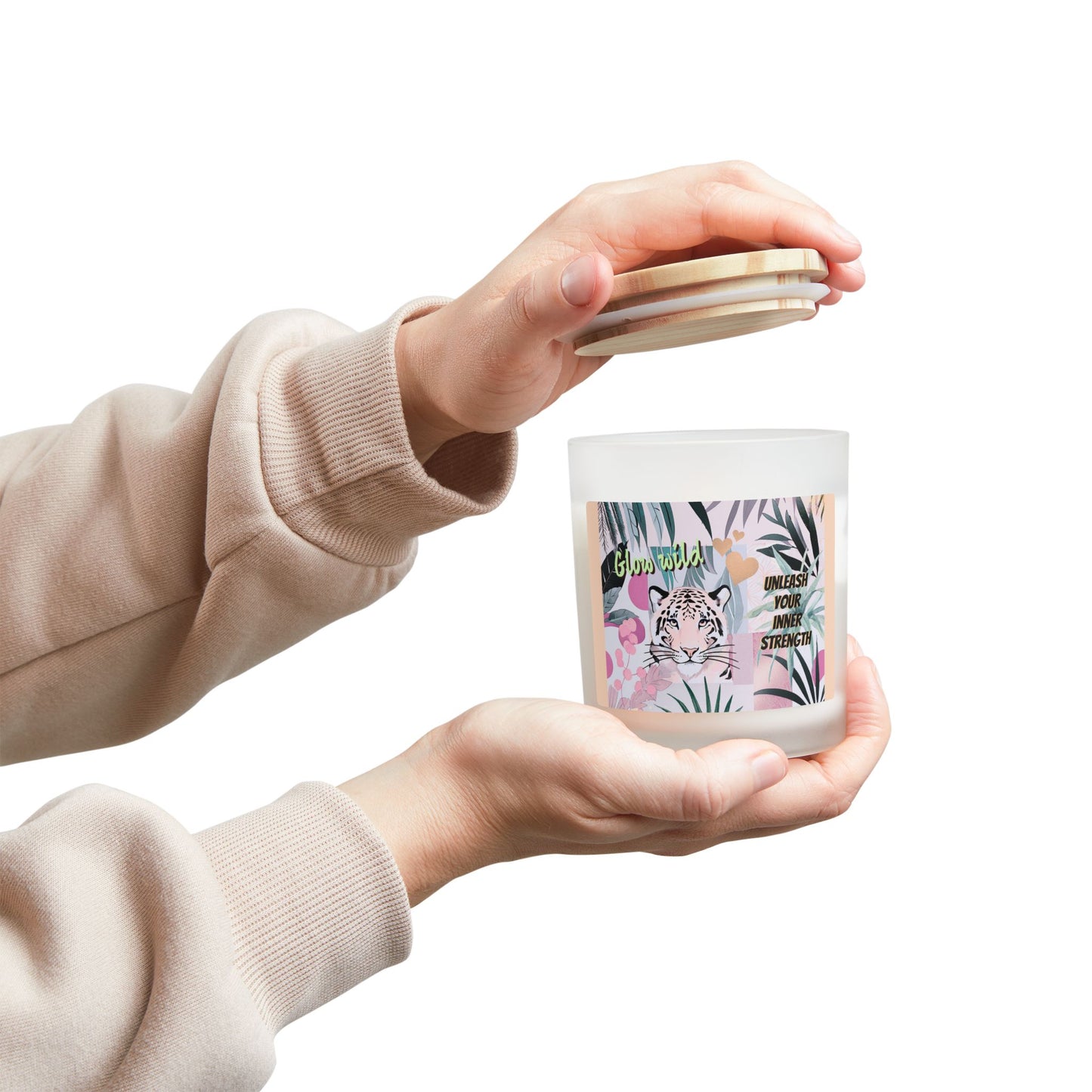 Glow wild like a Tiger - Frosted Glass Candle, 11oz