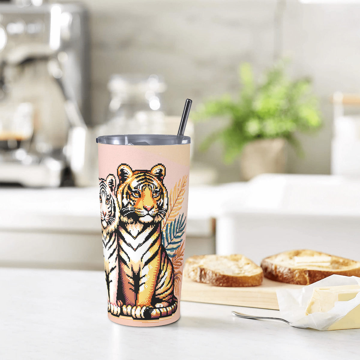 mi Tigre Tiger Love 20oz Stainless Steel Straw Lid Cup