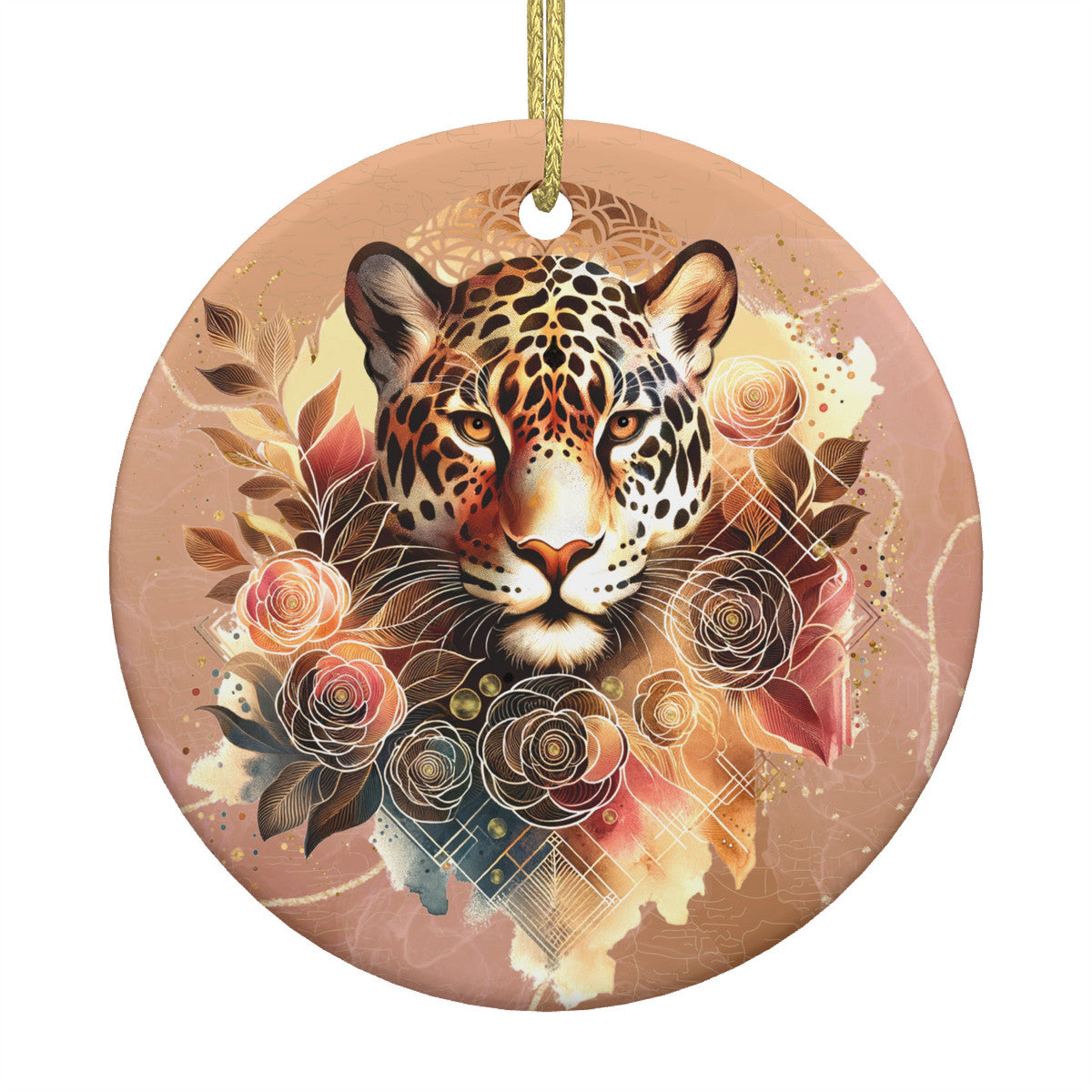 Jaguar Sun Guide Ceramic Christmas Round pendant