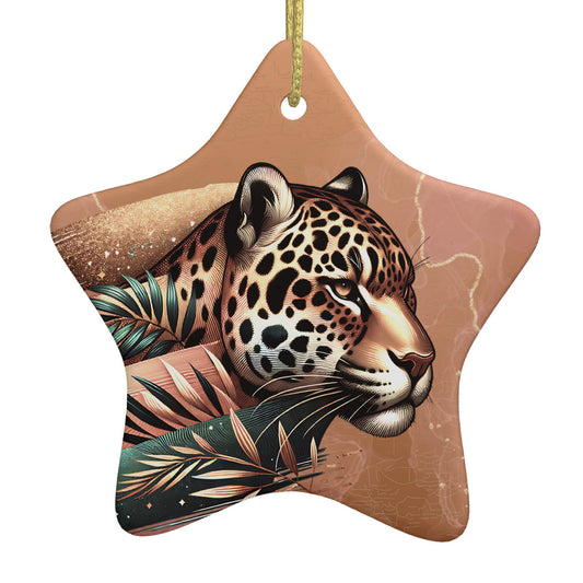 Jaguars Nature Ceramic Star Shape Christmas Pendant
