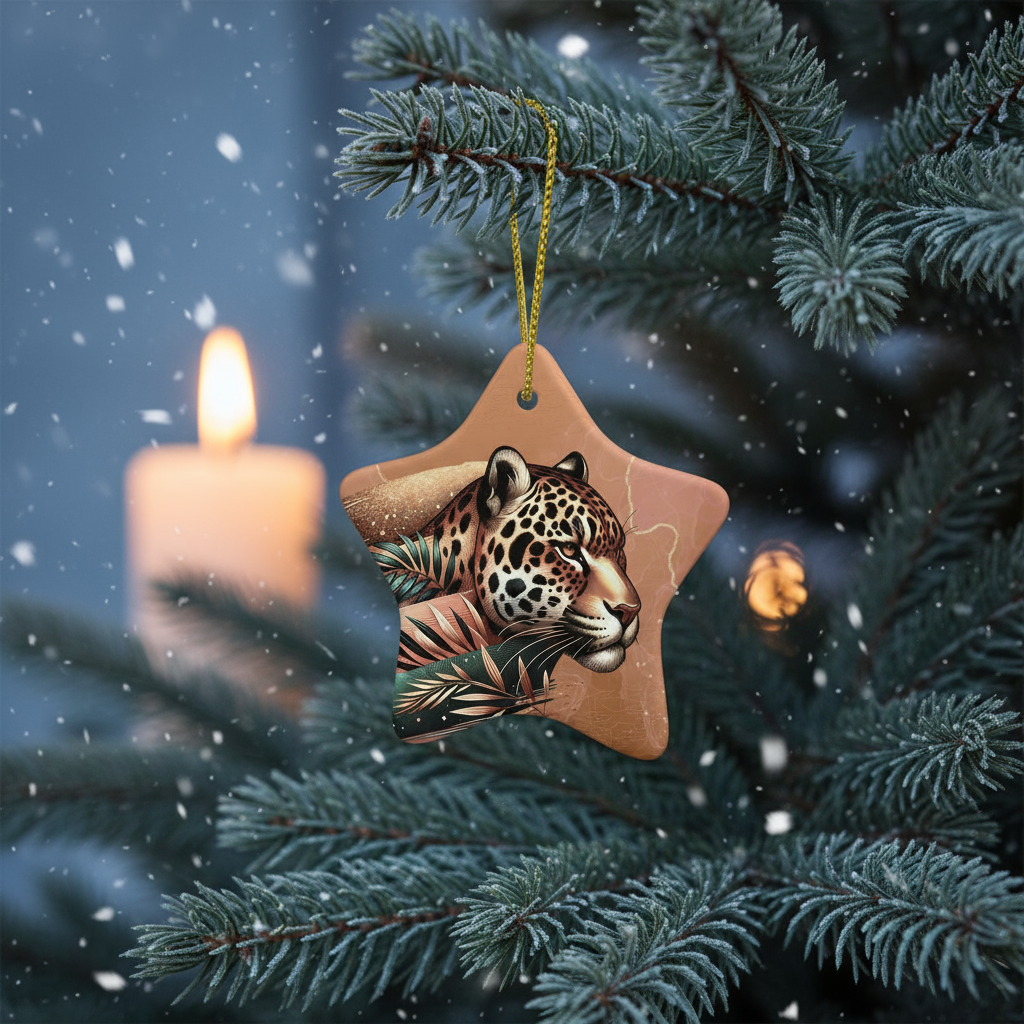 Jaguars Nature Ceramic Star Shape Christmas Pendant