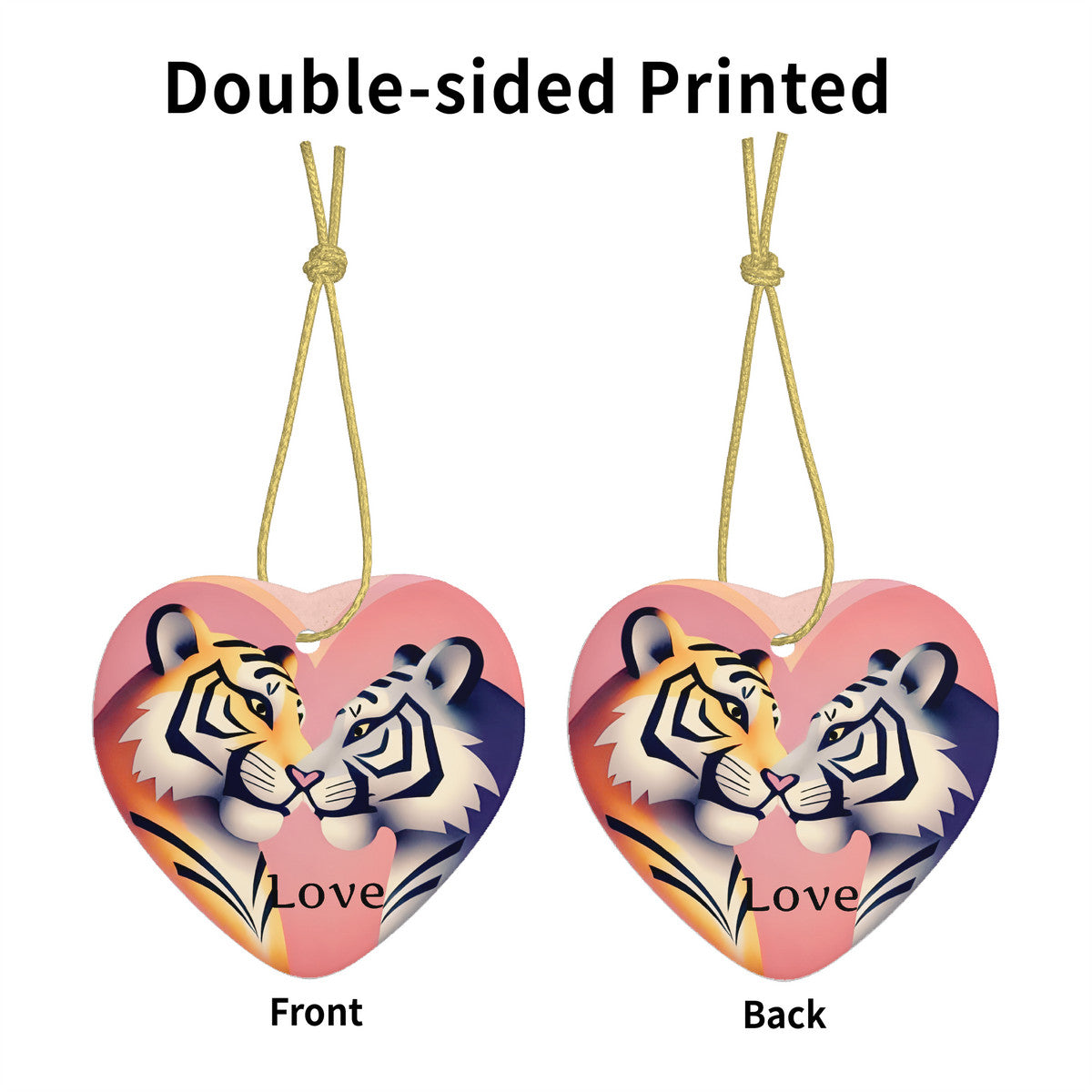 Tiger Love Ceramic Heart Shape Christmas Pendant