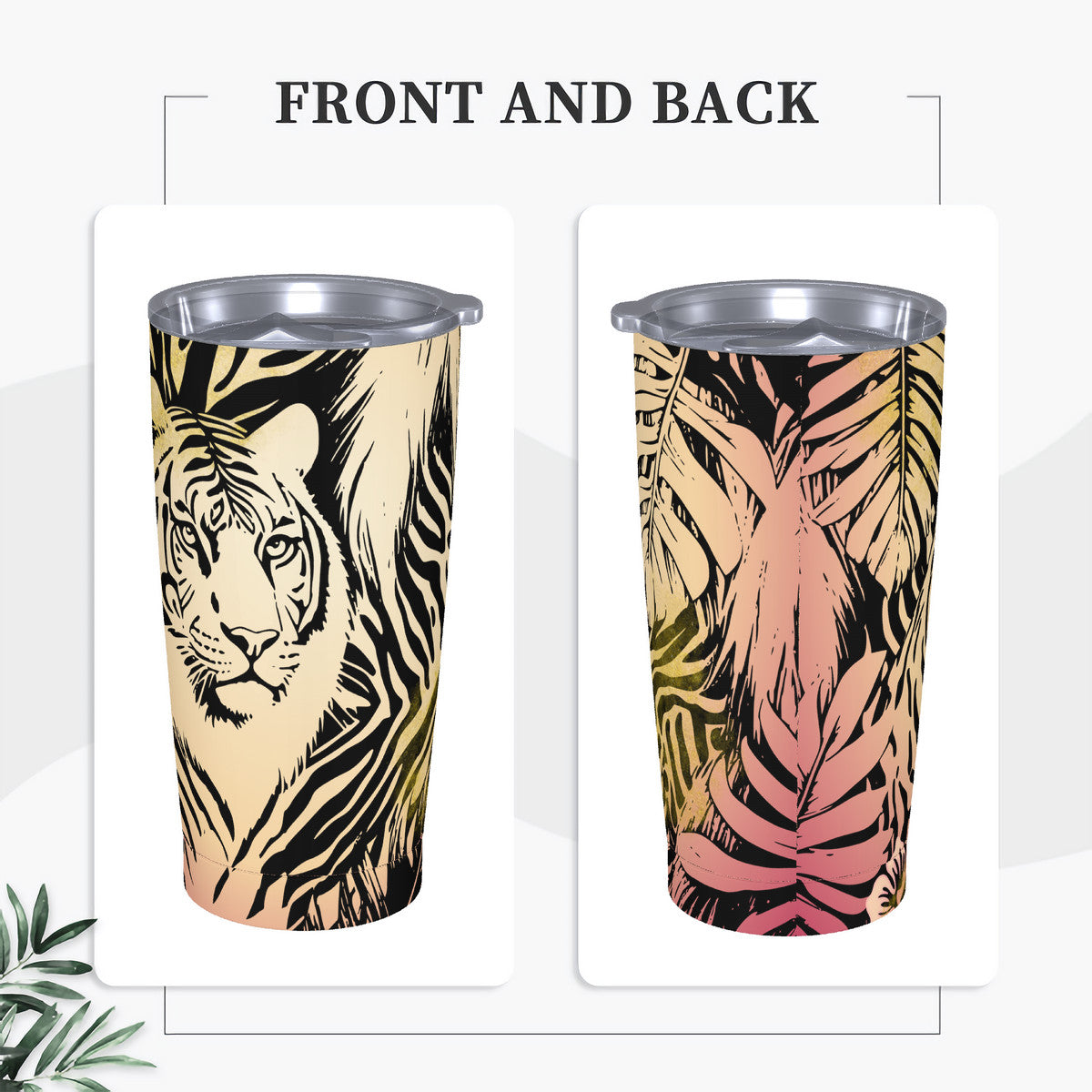 Tigers Secret Garden  20oz Stainless Steel Straw Lid Cup