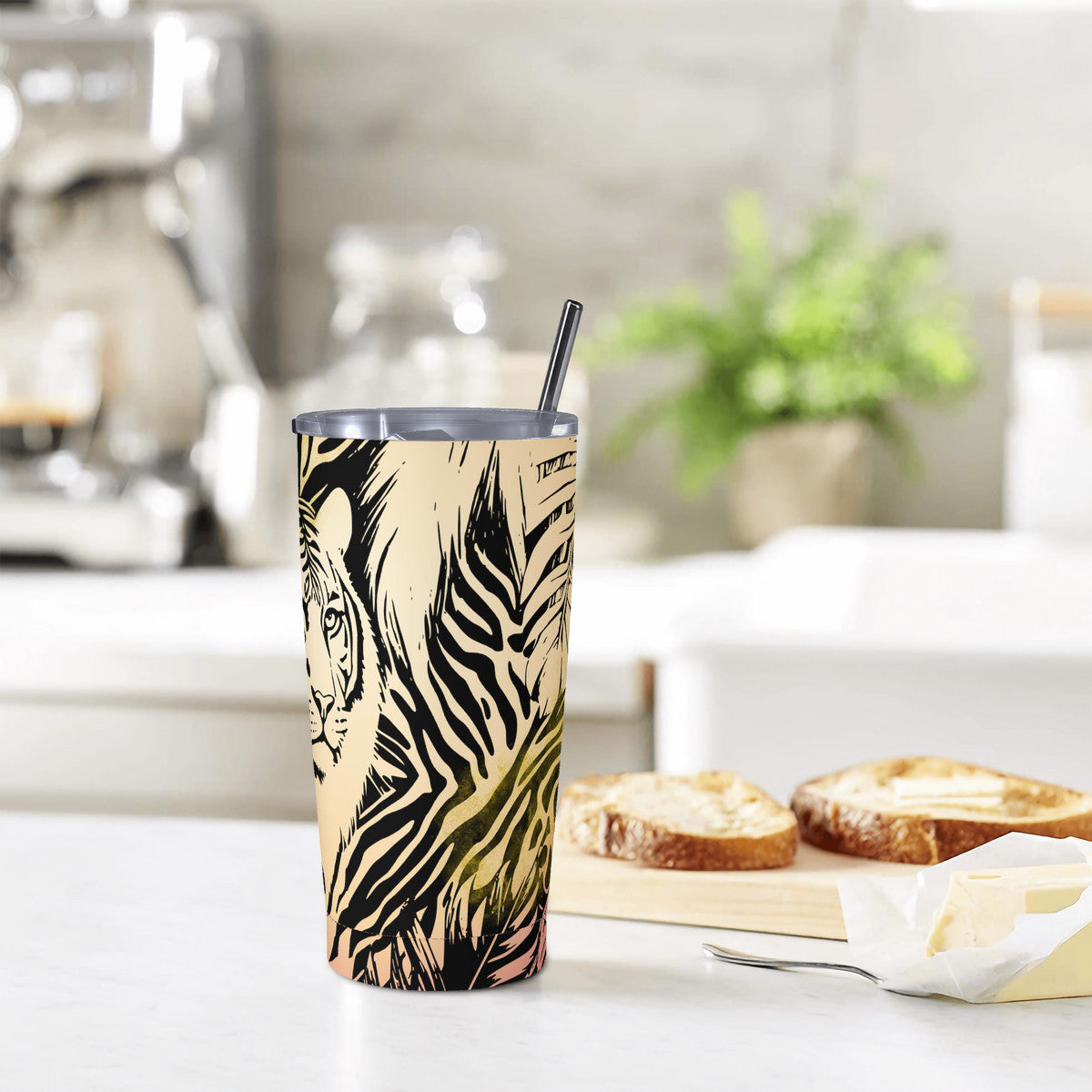 Tigers Secret Garden  20oz Stainless Steel Straw Lid Cup