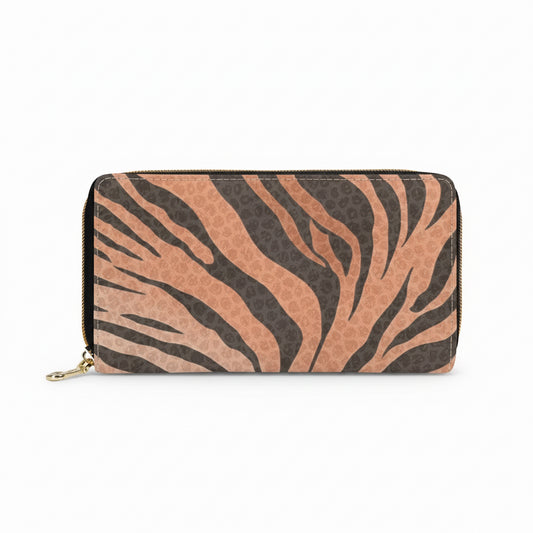 Tiger Stripes & Dots Zipper Purse Clutch Bag