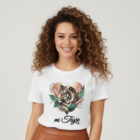 mi Tigre Pixel Heart Women's Basic T-Shirt