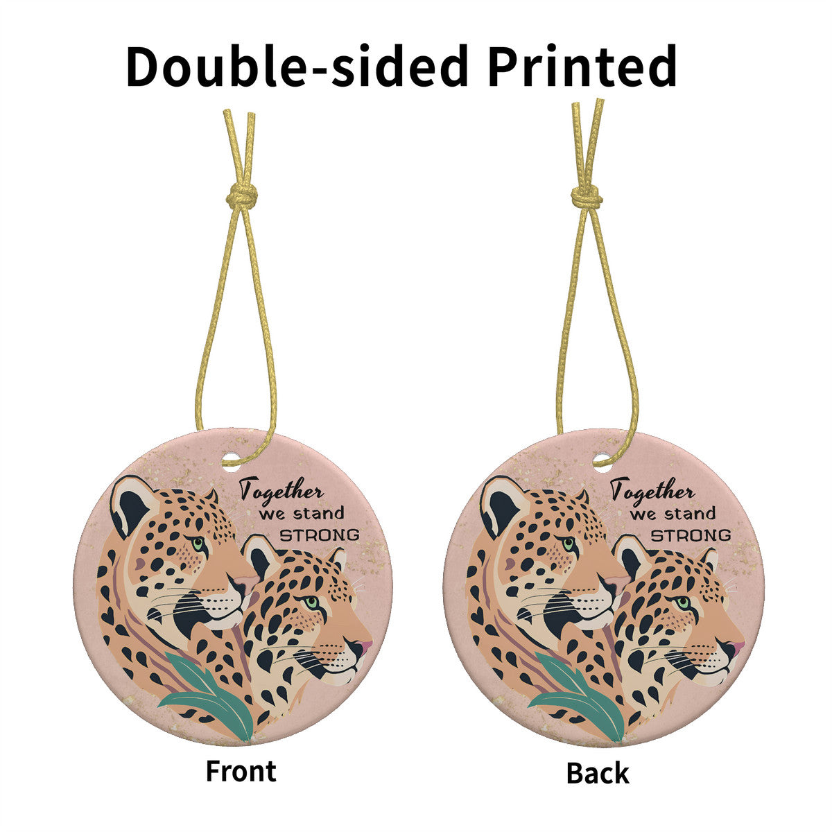Jaguar Together Strong Ceramic Christmas Round pendant