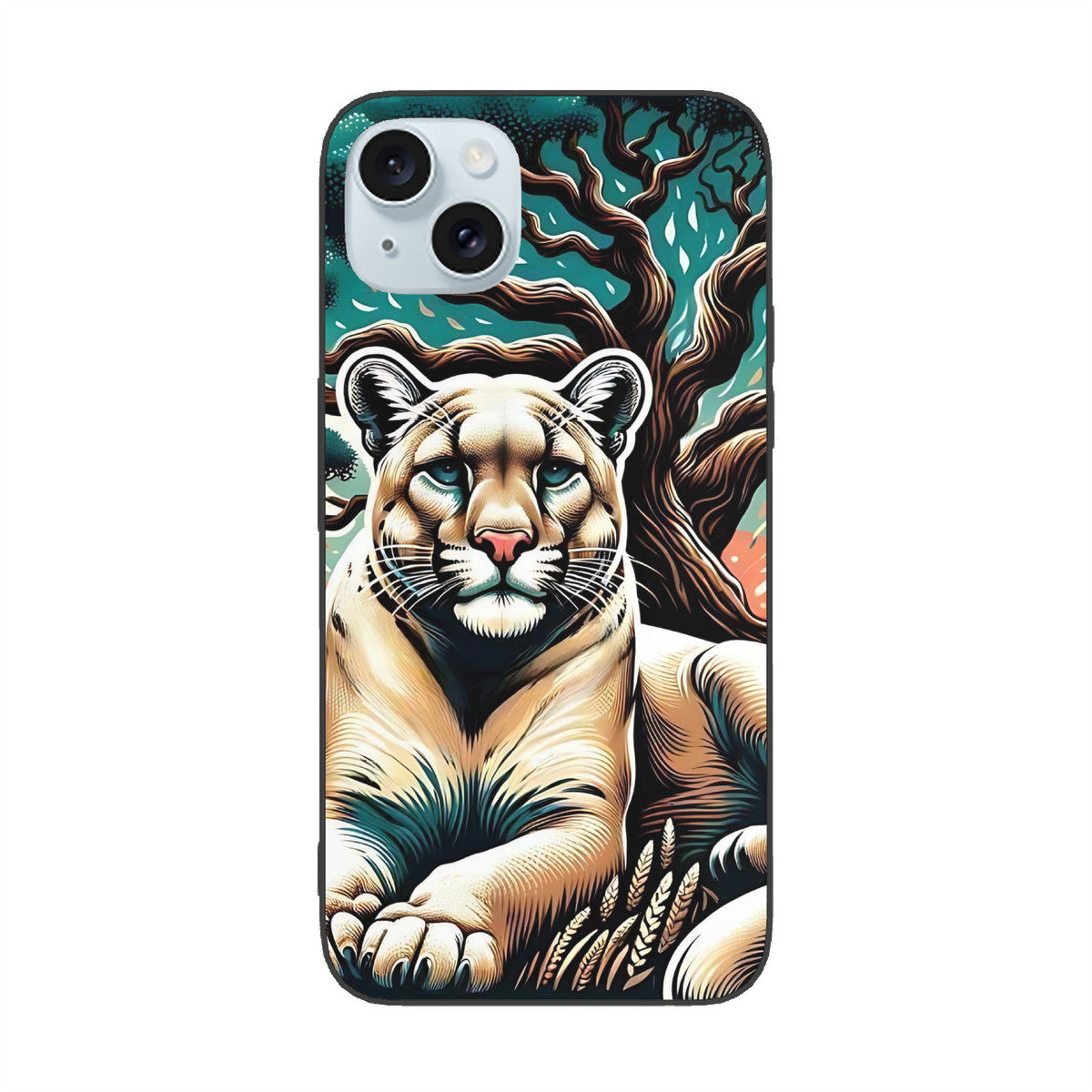 Puma Tree Passion iPhone 15 Soft Glass Case(2 Cameras)