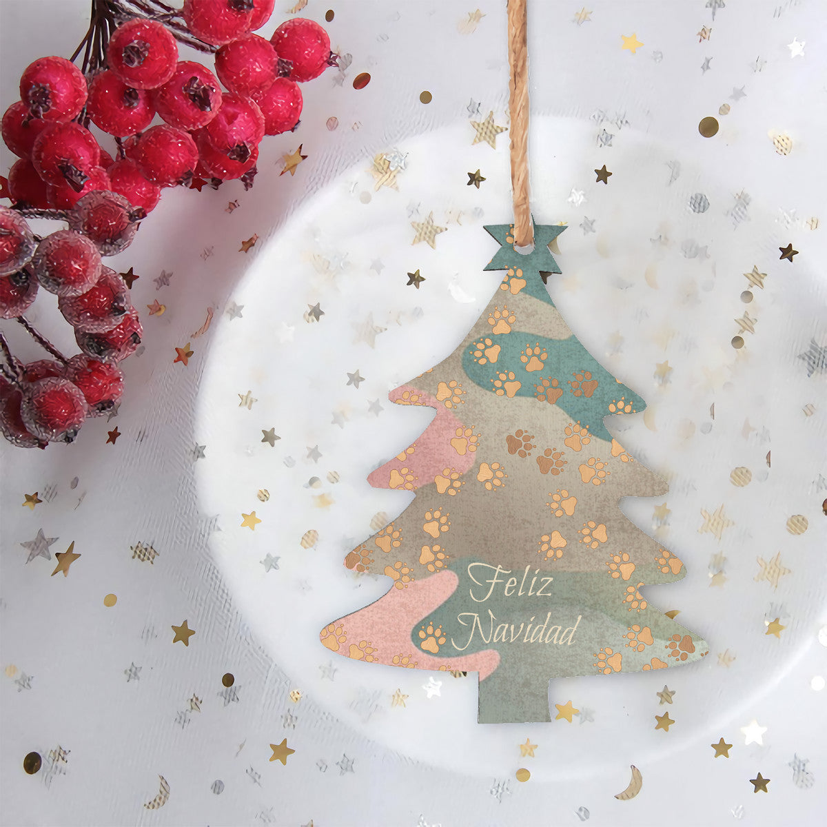 MossBlend Wooden Christmas Tree Hanging Ornament