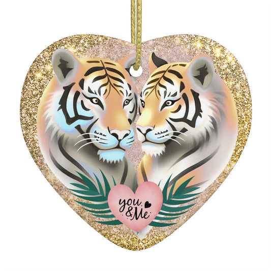 🎄Tiger You & Me Ceramic Heart Shape Christmas Pendant🎄🐅