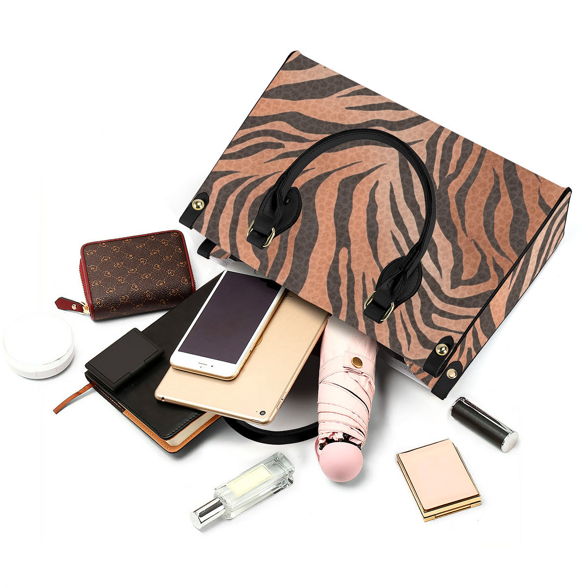 Tiger Stripes & Dots Luxury Tote - Black