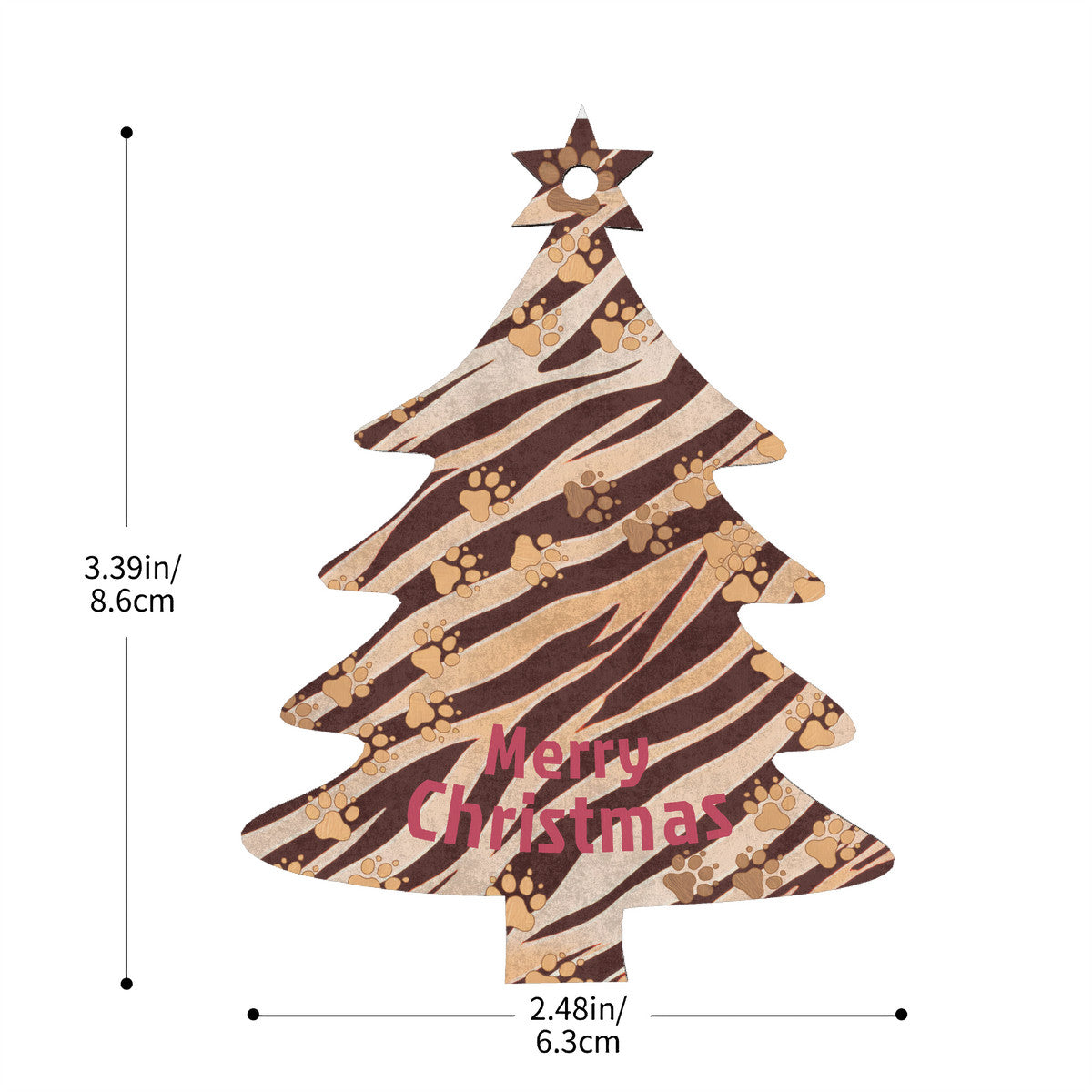 Tiger Stripes Wooden Christmas Tree Hanging Ornament