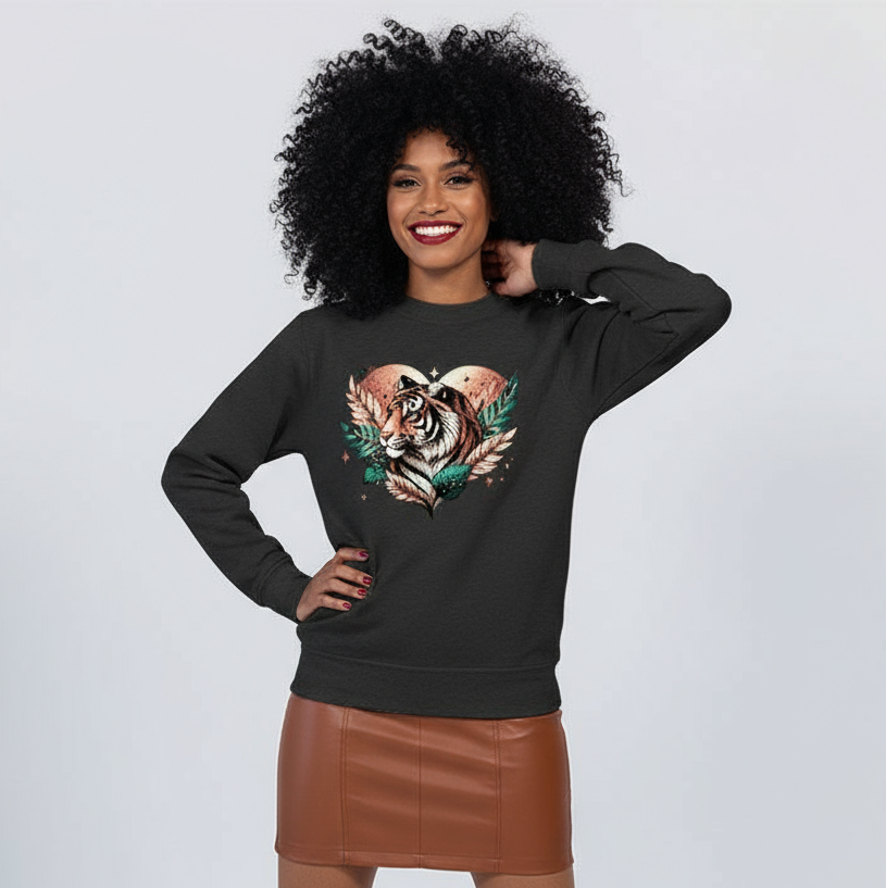 Tiger Pixel Heart Unisex Premium Crewneck Sweatshirt❤️🐅