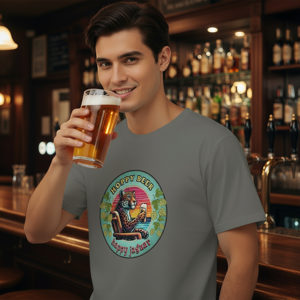 Hoppy Jaguar Men's Short Sleeve Cotton Tee