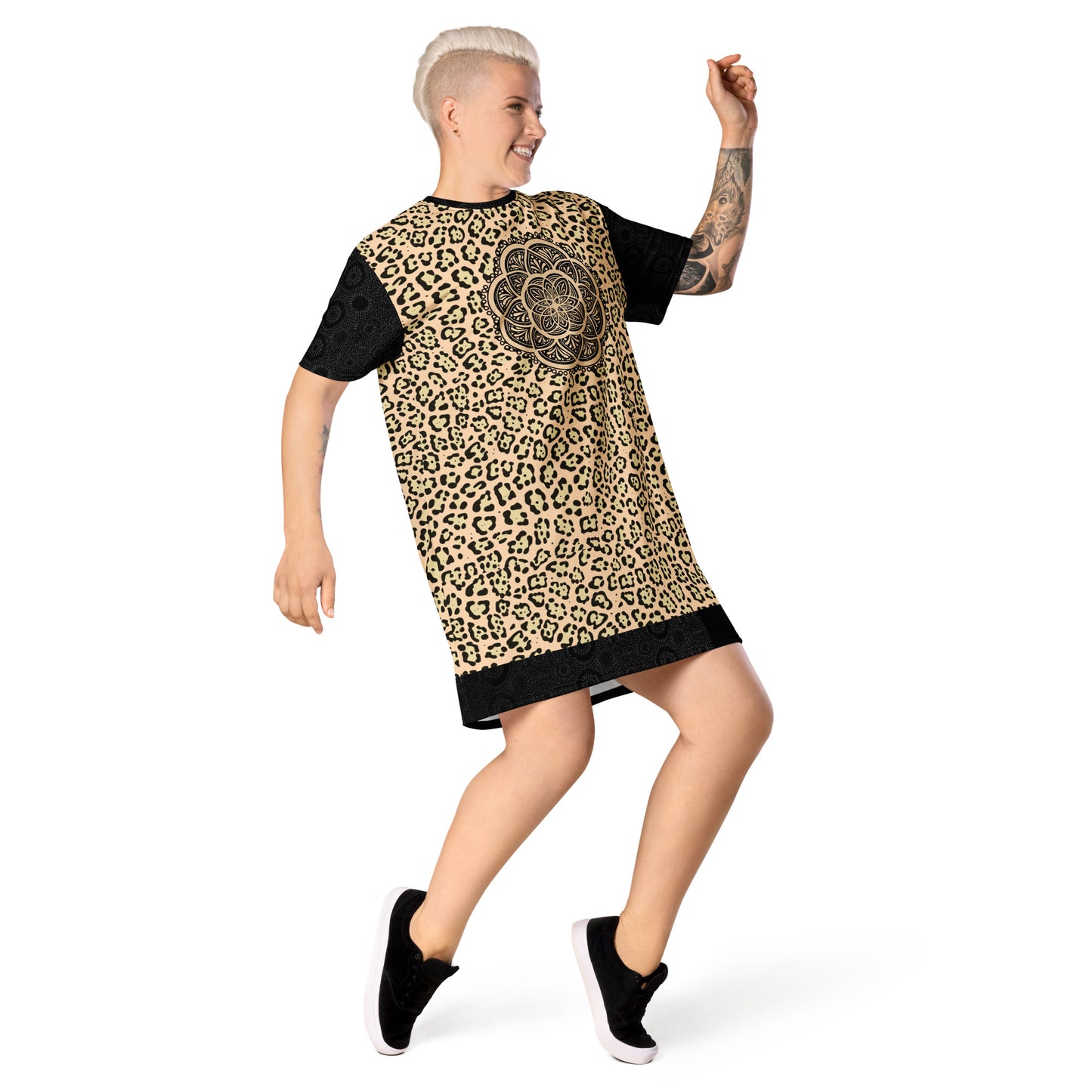 Wild Whiskers Mandala T-shirt dress