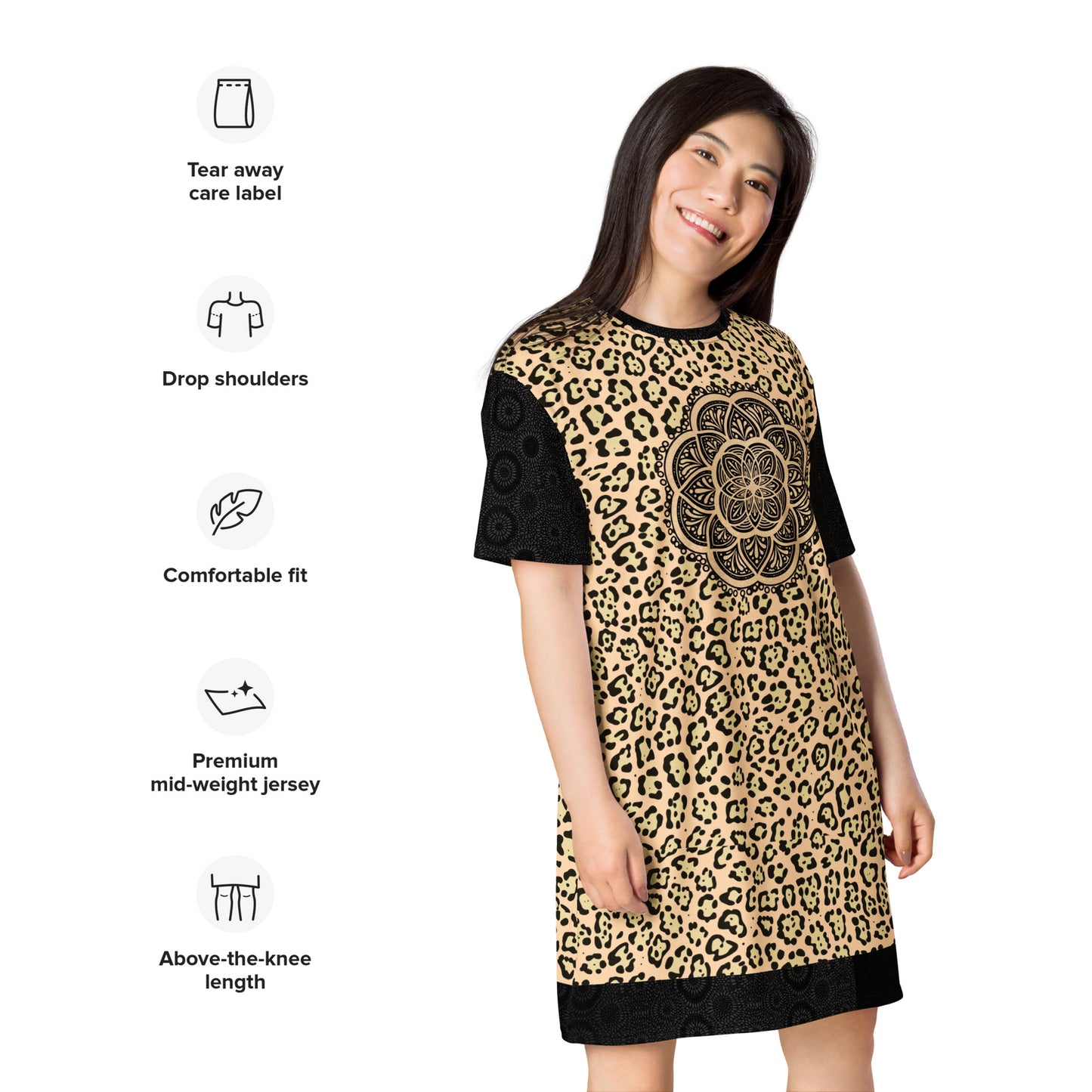 Wild Whiskers Mandala T-shirt dress