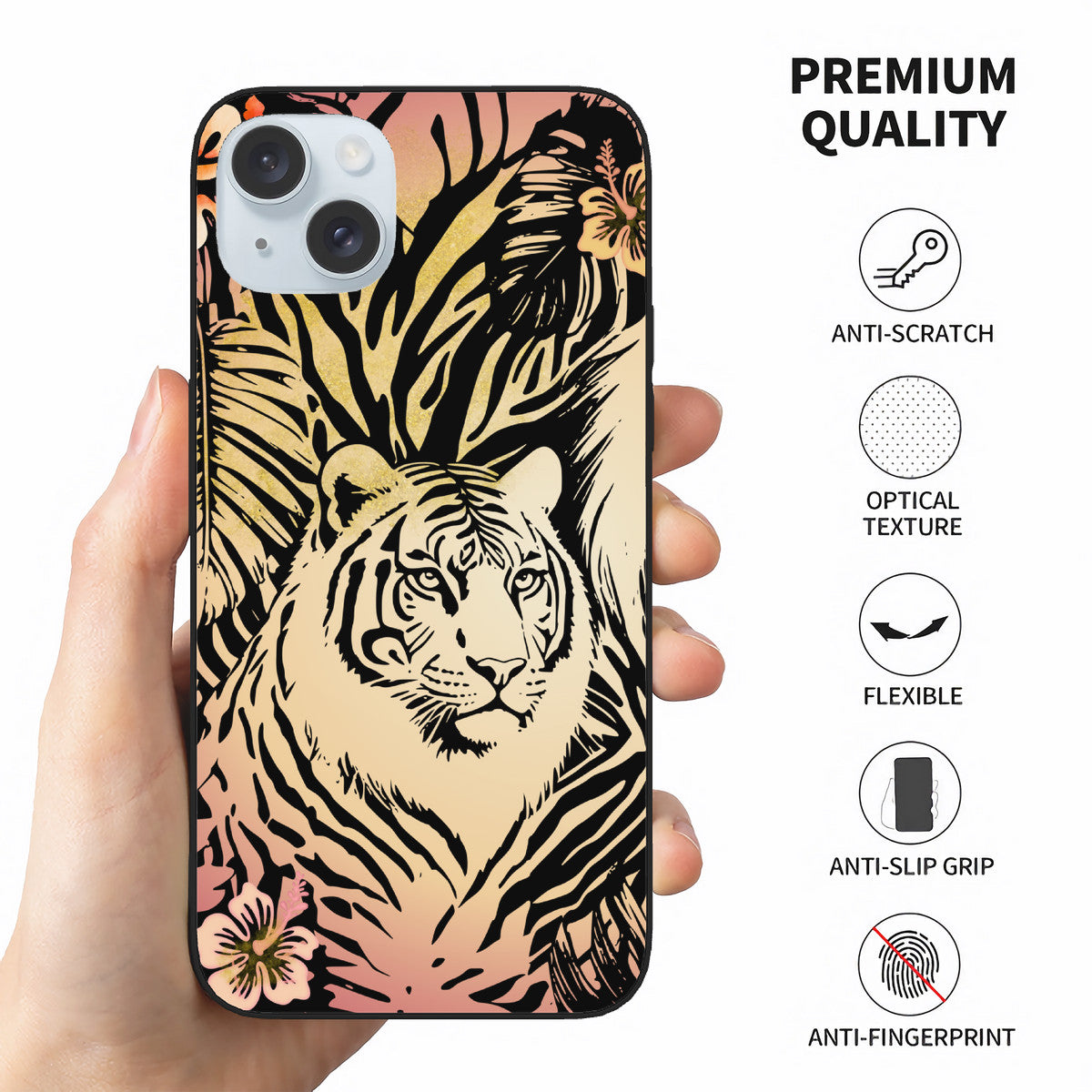 Tigers Secret Gardeb iPhone 15 Soft Glass Case(2 Cameras)