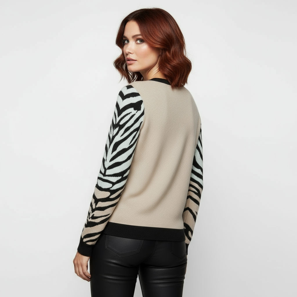 mi Tigre Knitted Unisex Crew Neck Sweater - beige