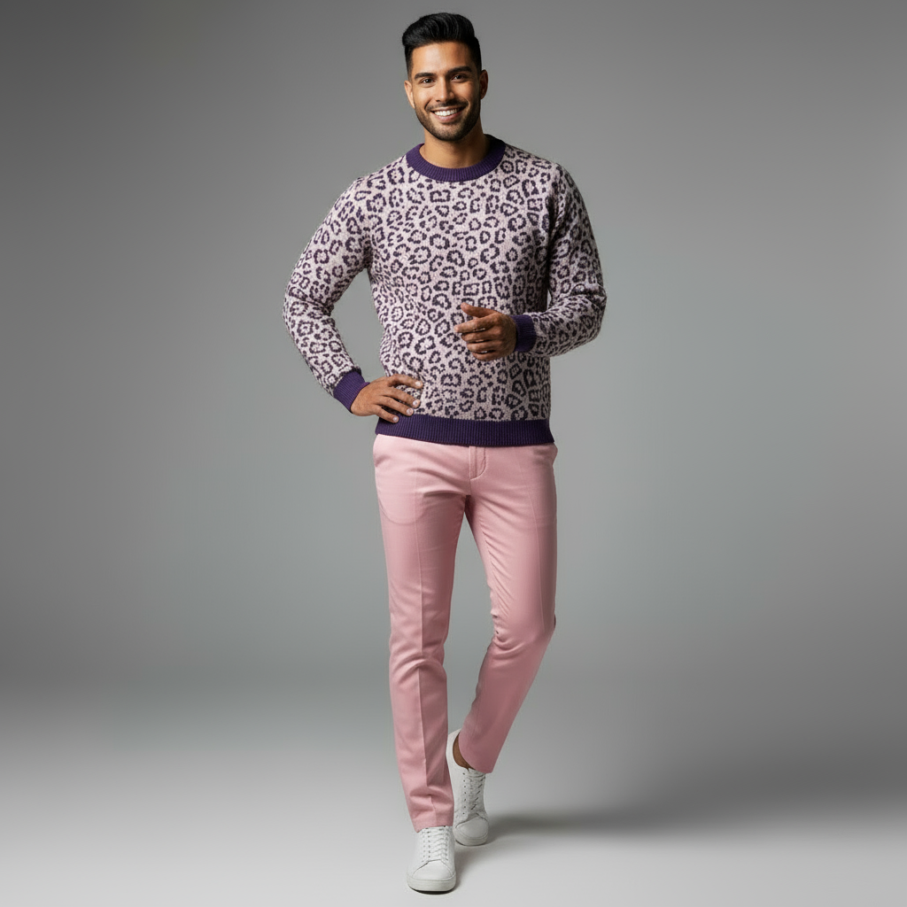 Jaguar Wild Warmth Knitted Sweater - lavender🌈🐆