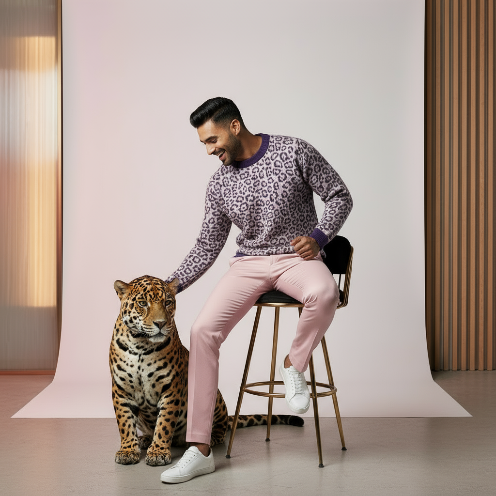 Jaguar Wild Warmth Knitted Sweater - lavender🌈🐆