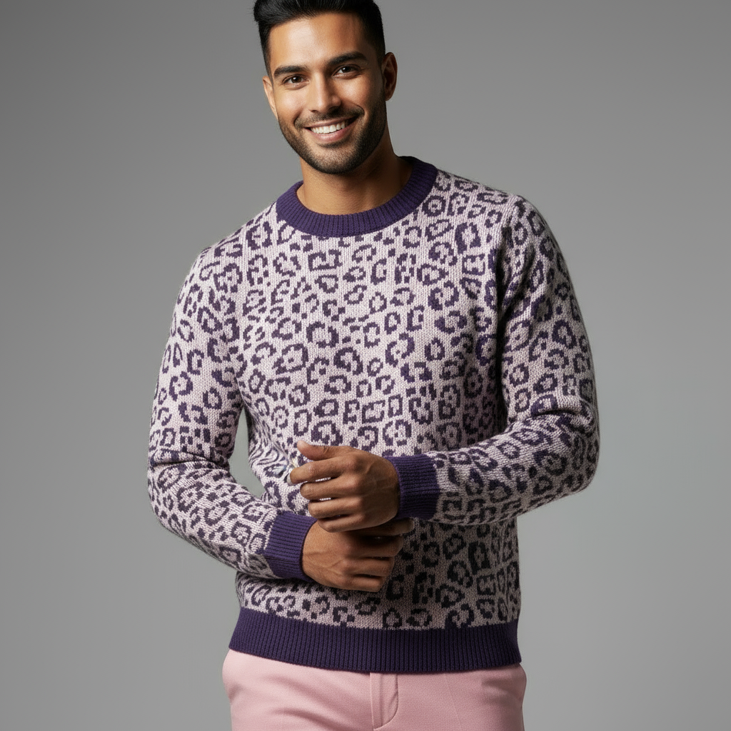 Jaguar Wild Warmth Knitted Sweater - lavender🌈🐆