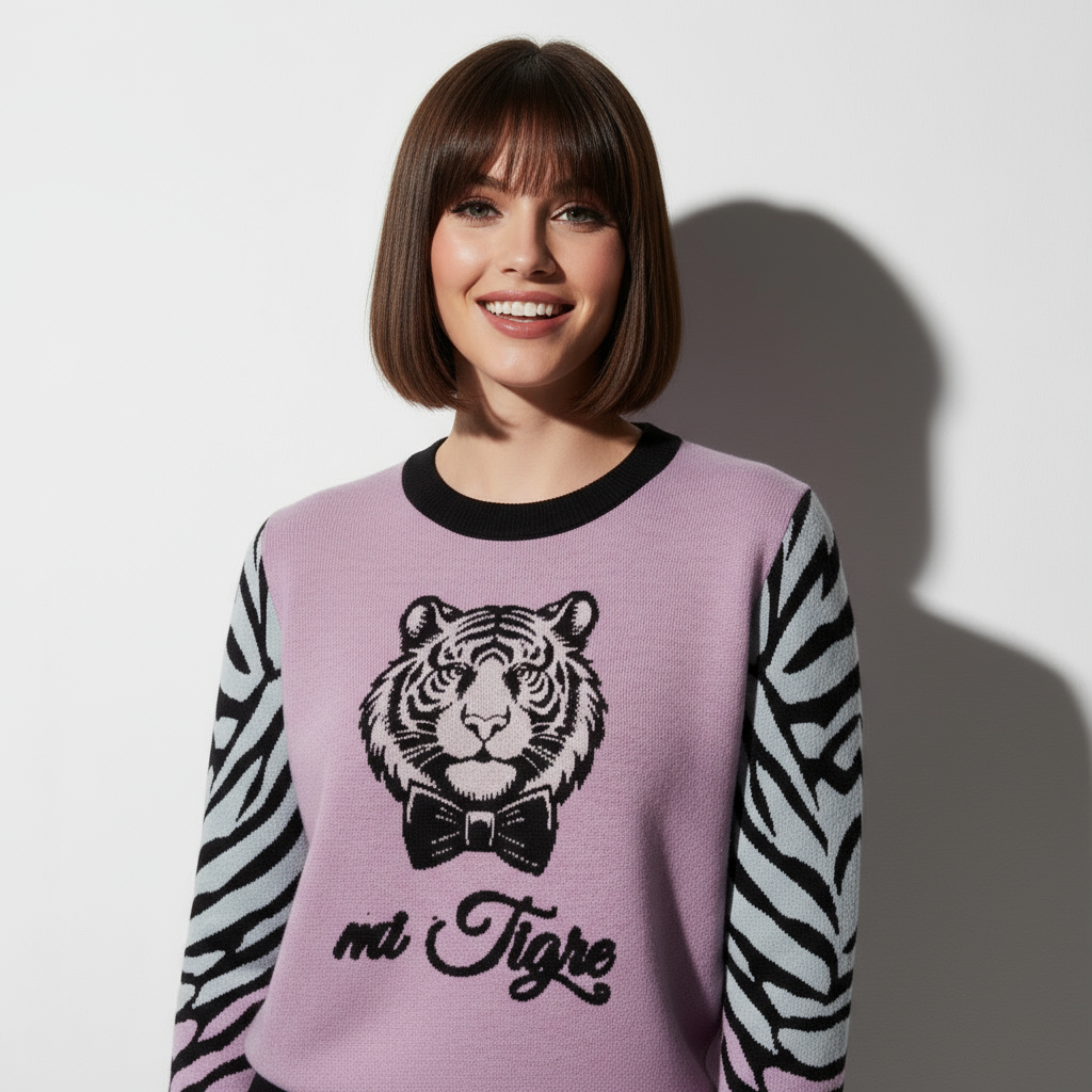 mi Tigre orchid knitted crew neck Sweater - orchid