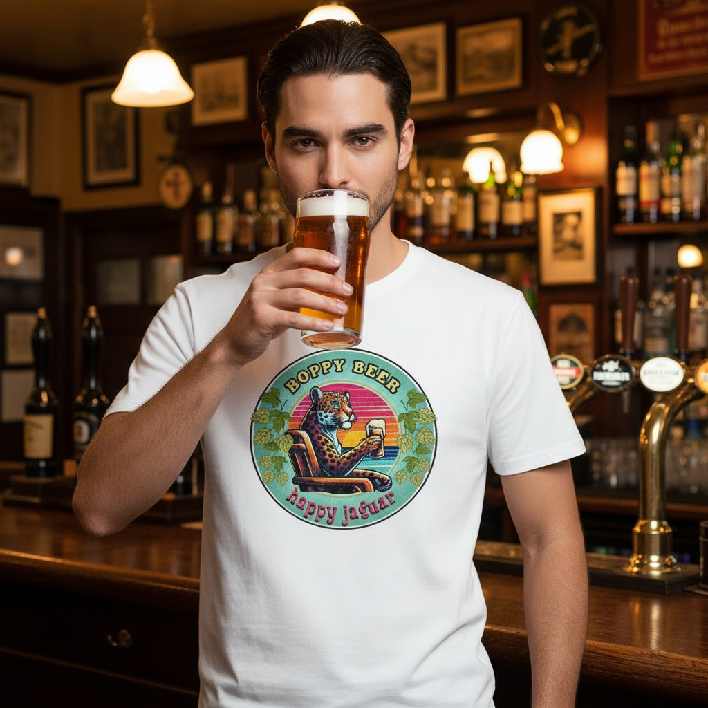 Hoppy Jaguar Men's Short Sleeve Cotton Tee