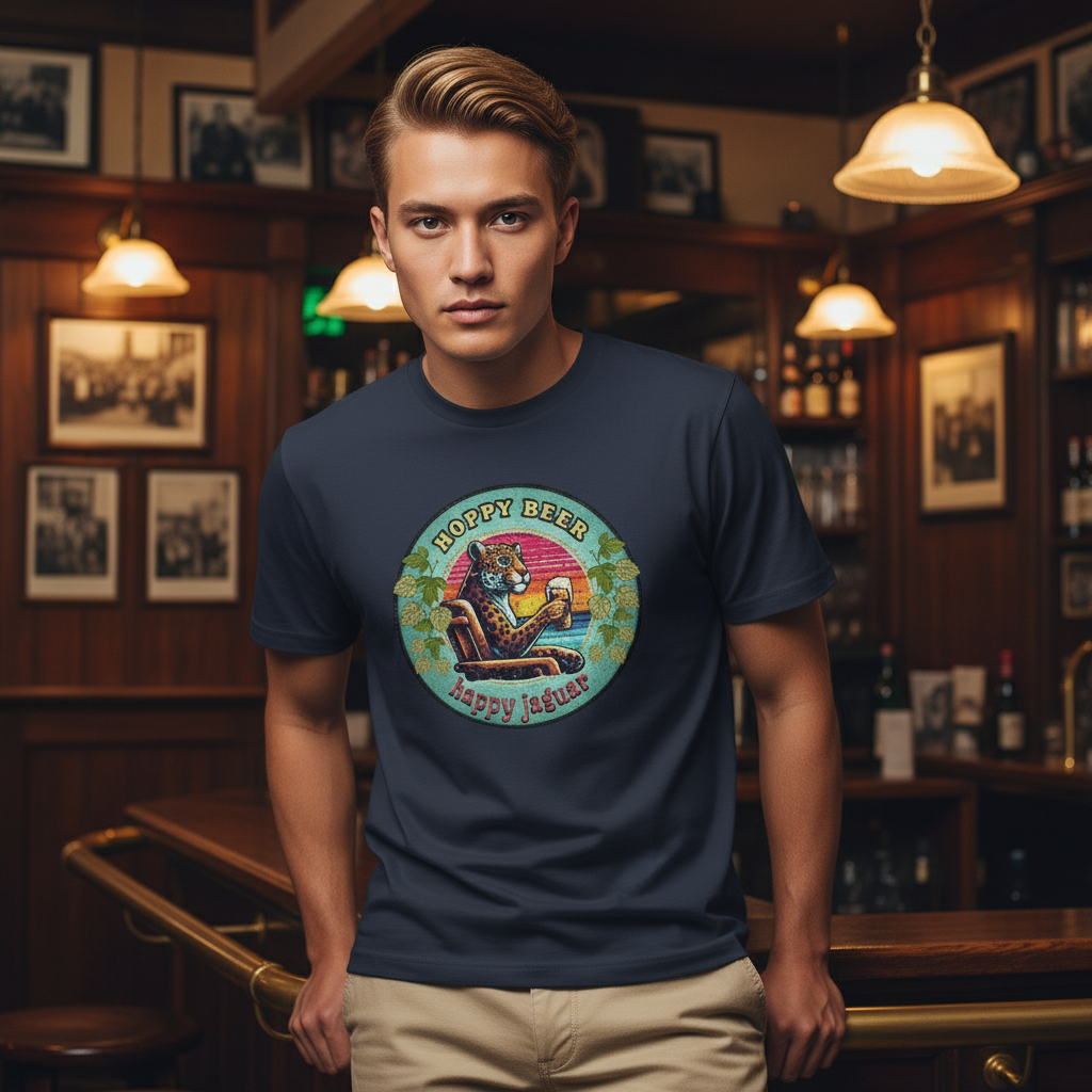 Hoppy Jaguar Men's Short Sleeve Cotton Tee