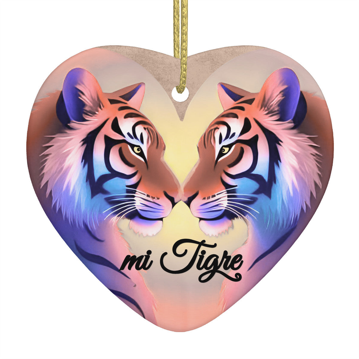 Tiger Grace Ceramic Heart Shape Christmas Pendant