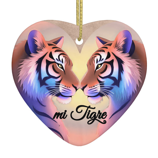 Tiger Grace Ceramic Heart Shape Christmas Pendant