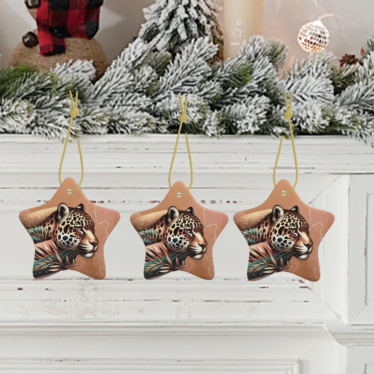 Jaguars Nature Ceramic Star Shape Christmas Pendant