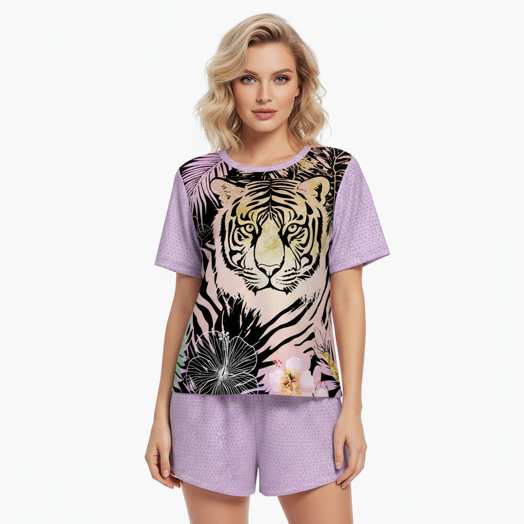 Jungle Jewel  Summer Round Neck Pajamas