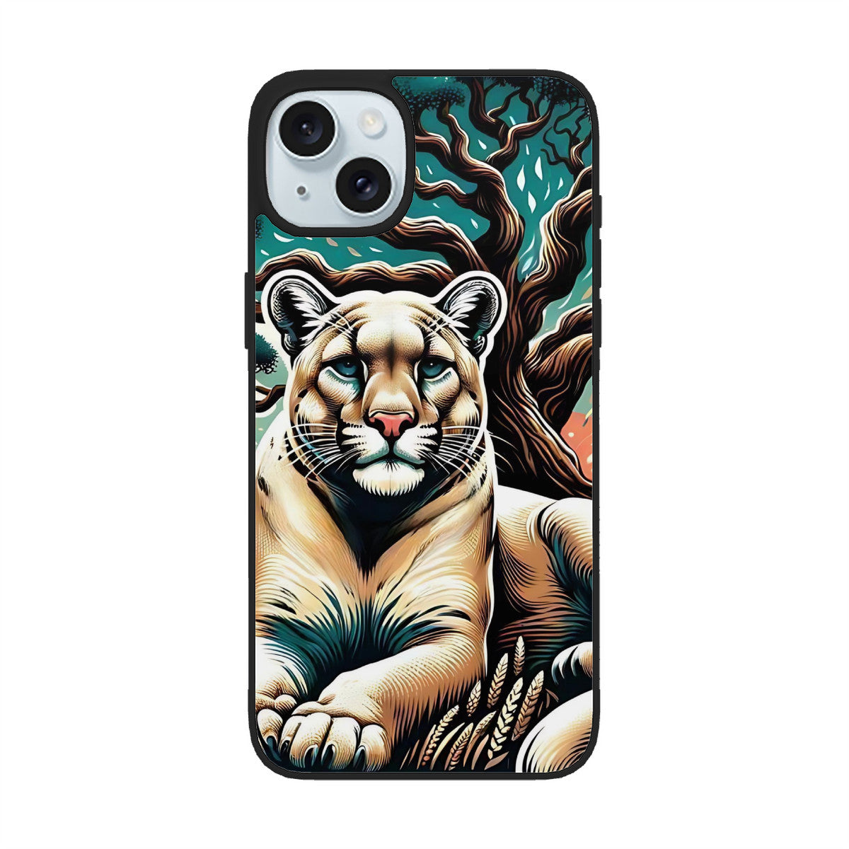 Puma Tree Passion iPhone 15 Soft Glass Case(2 Cameras)