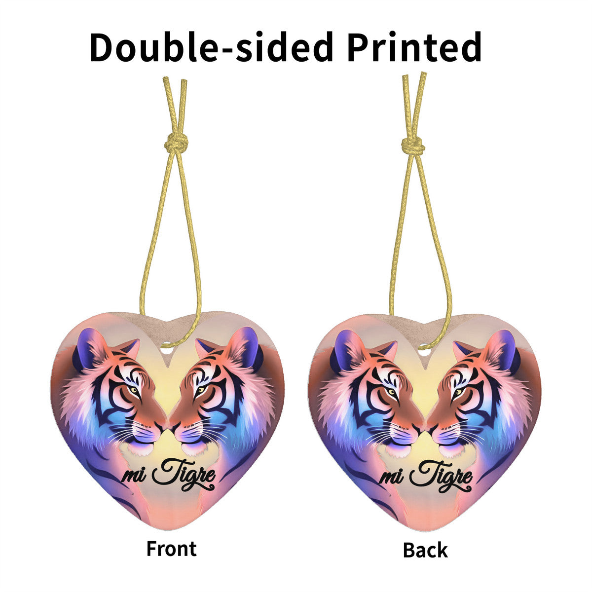 Tiger Grace Ceramic Heart Shape Christmas Pendant