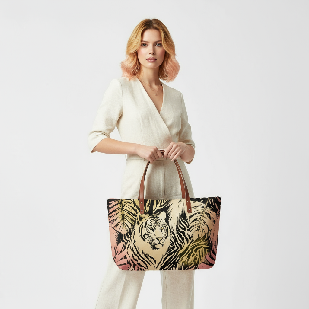 Tigers Secret Garden Cloth Tote Bag