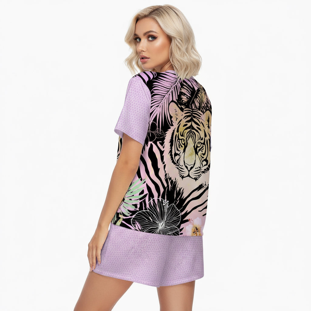 Jungle Jewel  Summer Round Neck Pajamas