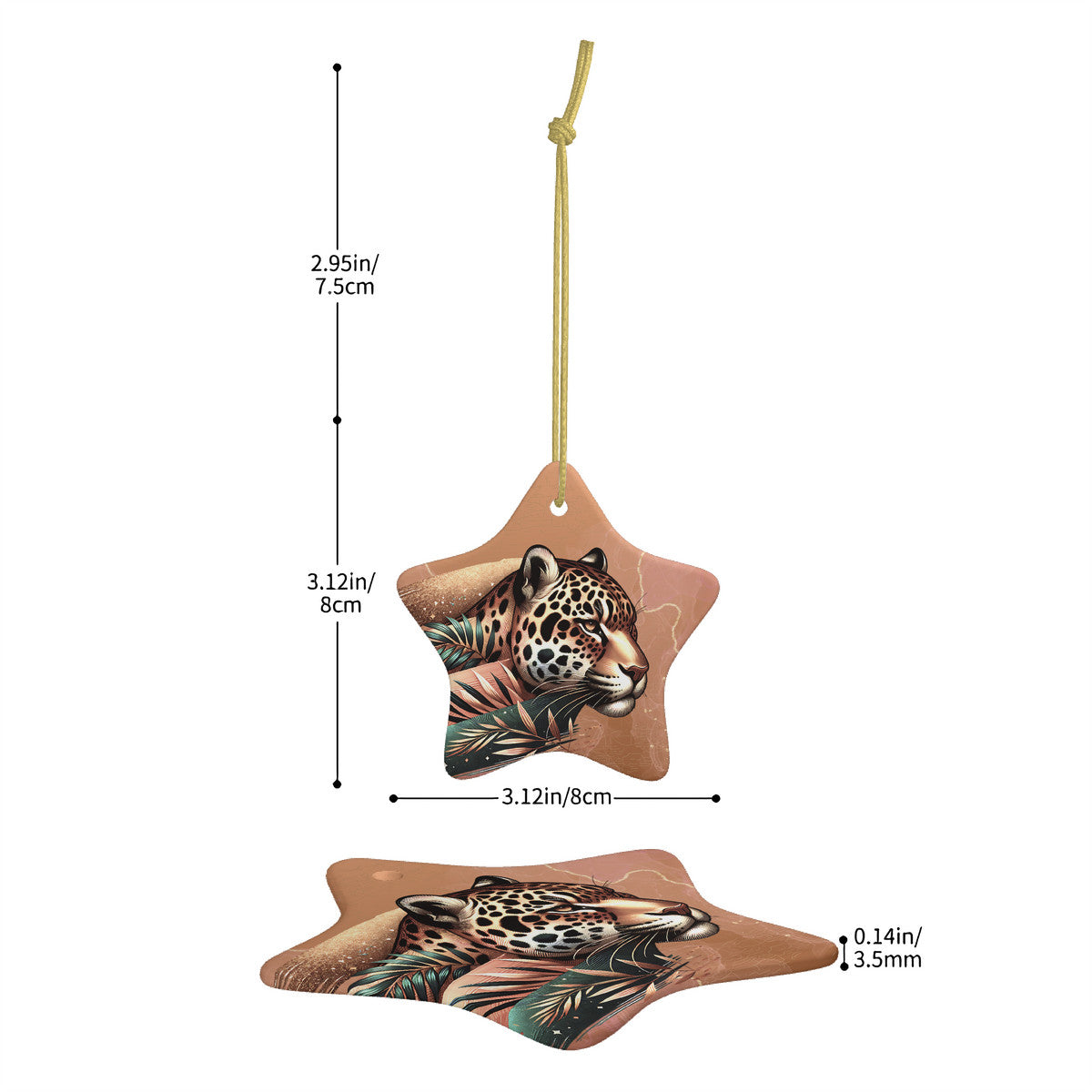 Jaguars Nature Ceramic Star Shape Christmas Pendant