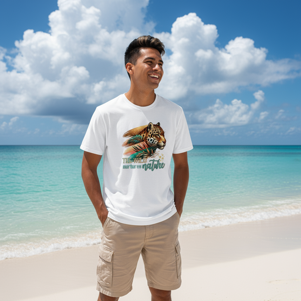 Jaguar Nurtures Nature Men's Cotton Tee💚🐆