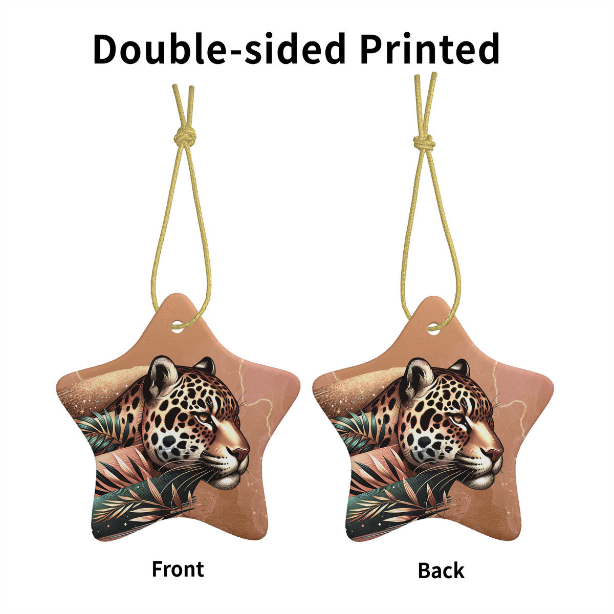 Jaguars Nature Ceramic Star Shape Christmas Pendant