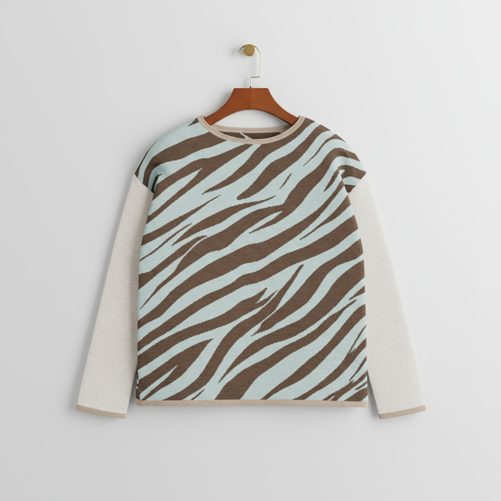 Wild & Creamy Stripes Women’s Knitted Sweater - hazel🧁🐅