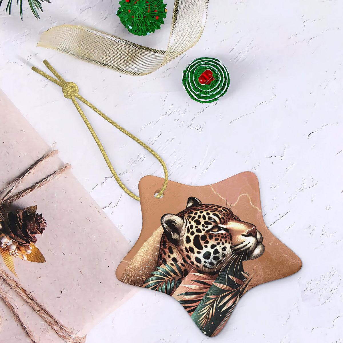 Jaguars Nature Ceramic Star Shape Christmas Pendant