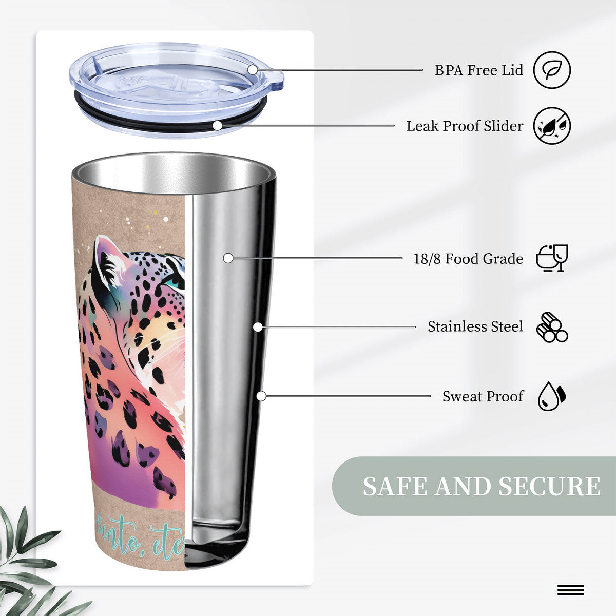 Salvaje Snowleopard Lid Cup 20oz