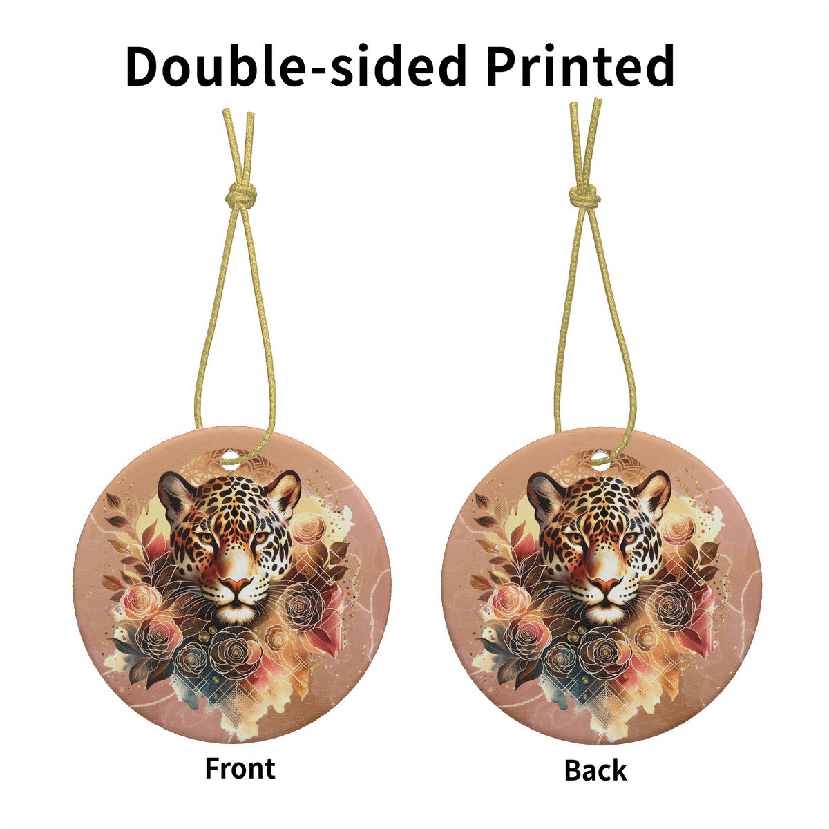 Jaguar Sun Guide Ceramic Christmas Round pendant